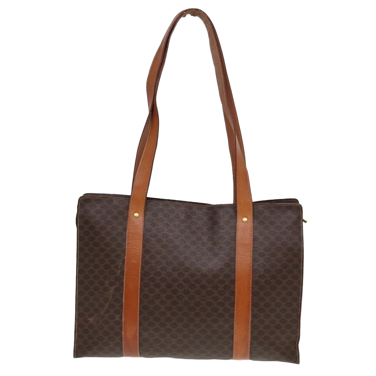 Luxury CELINE Macadam Canvas Tote Bag PVC Leather Brown  78272