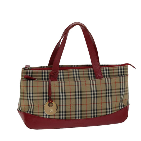 Luxury BurberrySs Nova Check Hand Bag Canvas Beige Auth 78335