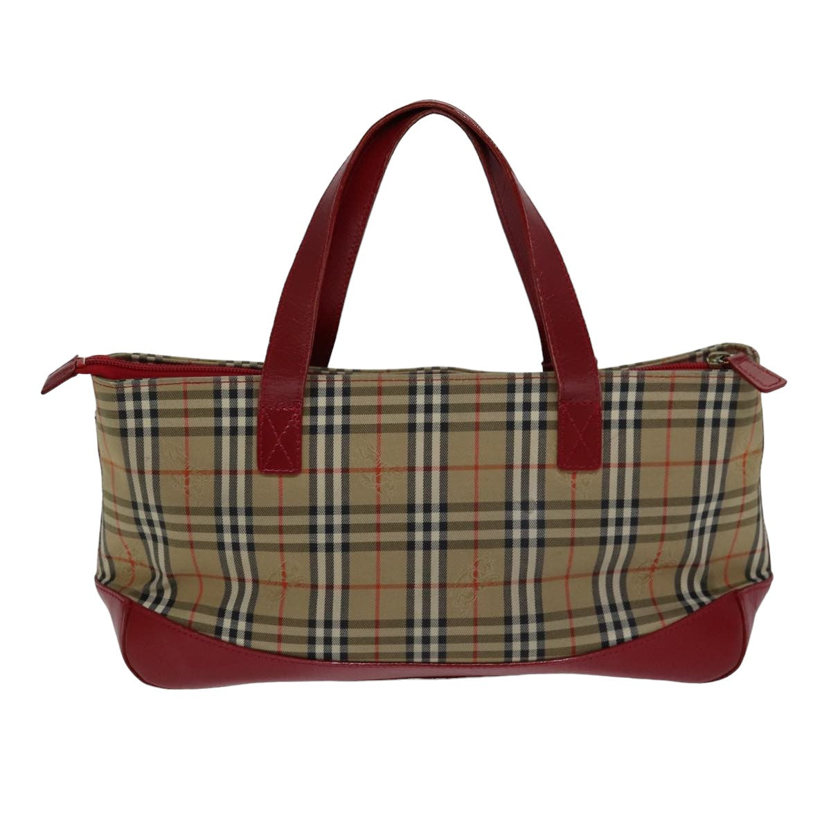 Luxury BurberrySs Nova Check Hand Bag Canvas Beige Auth 78335