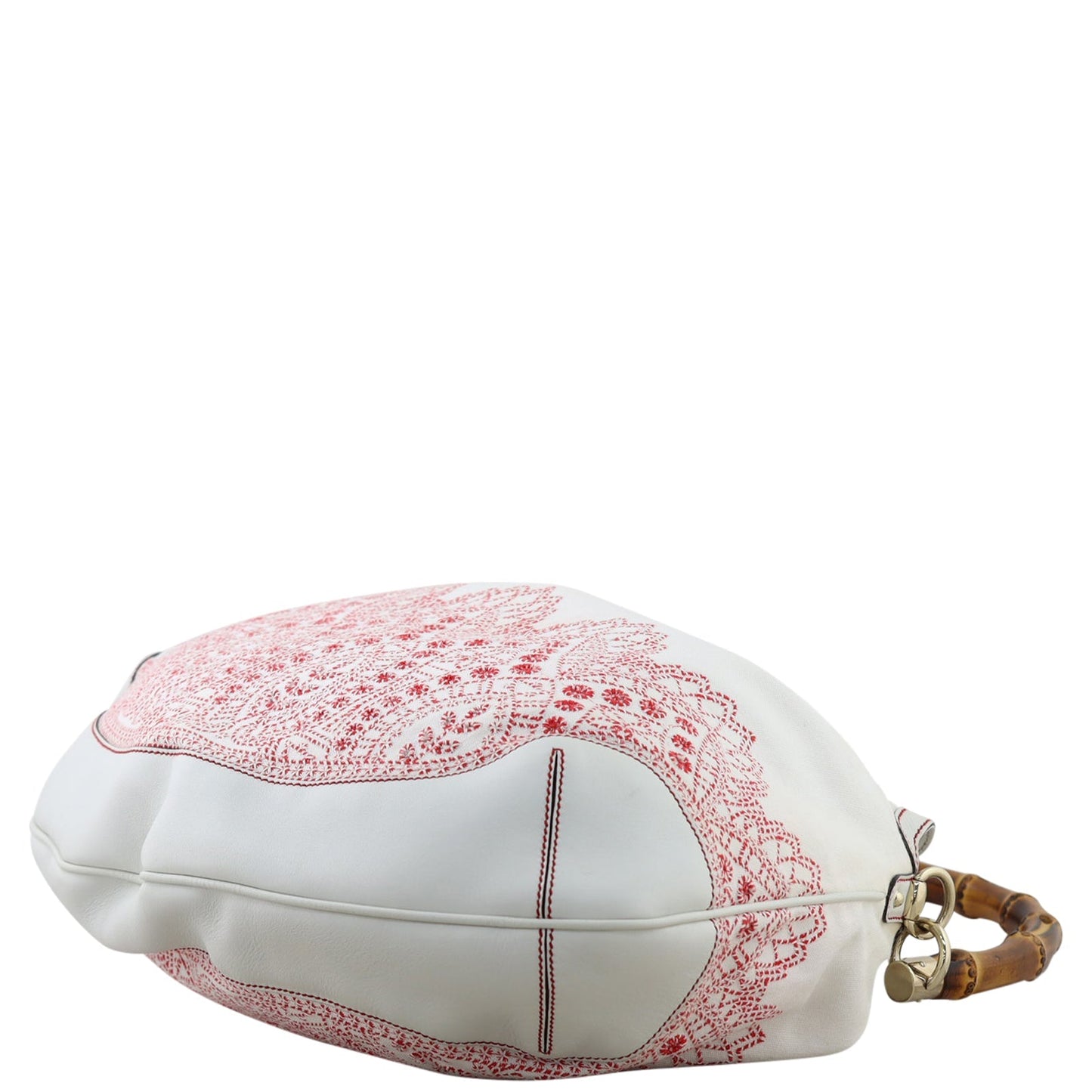 Gucci Embroidered Canvas Peggy Bamboo Hobo