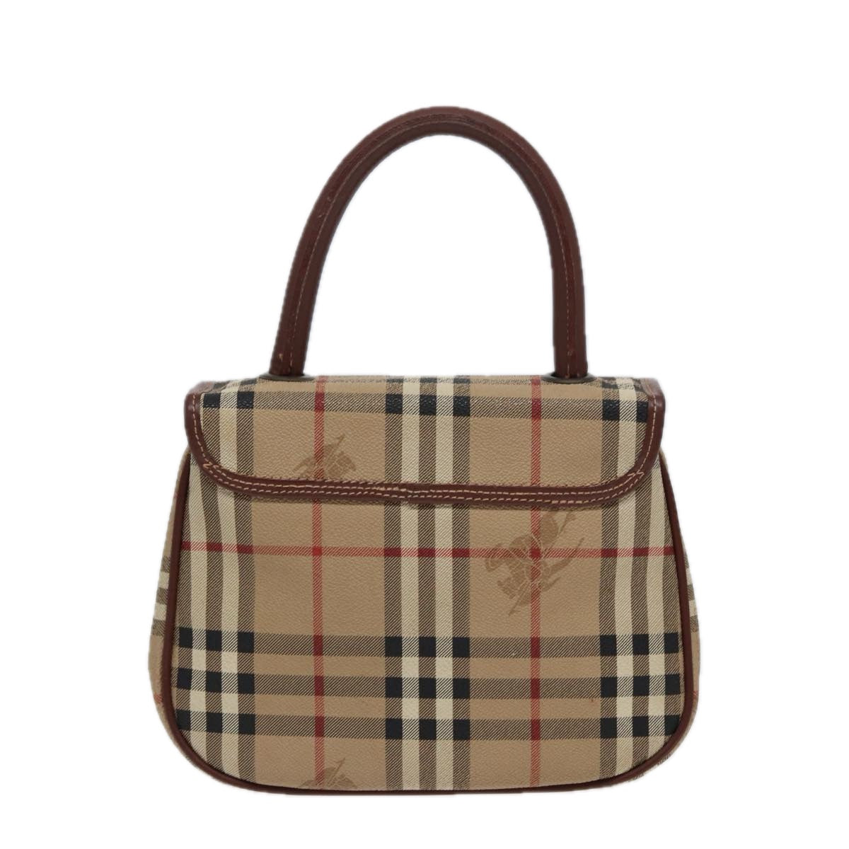 Luxury BurberrySs Nova Check Hand Bag PVC Leather 2way Beige Auth 78448