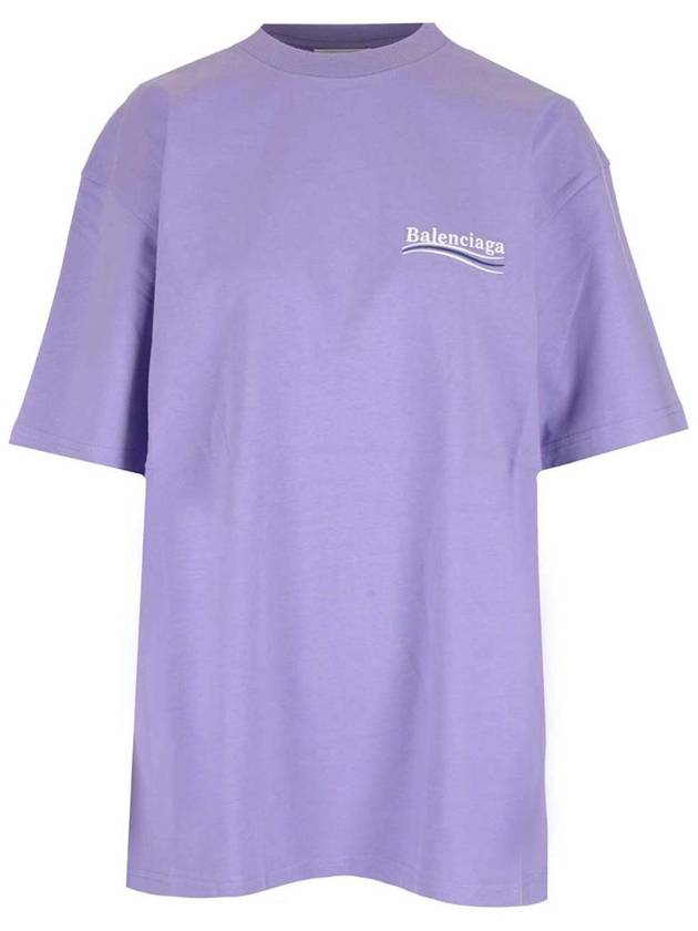 Luxury Balenciaga Trending 2026 Wave Logo Political Campaign Large Fit Short Sleeve T-Shirt Purple