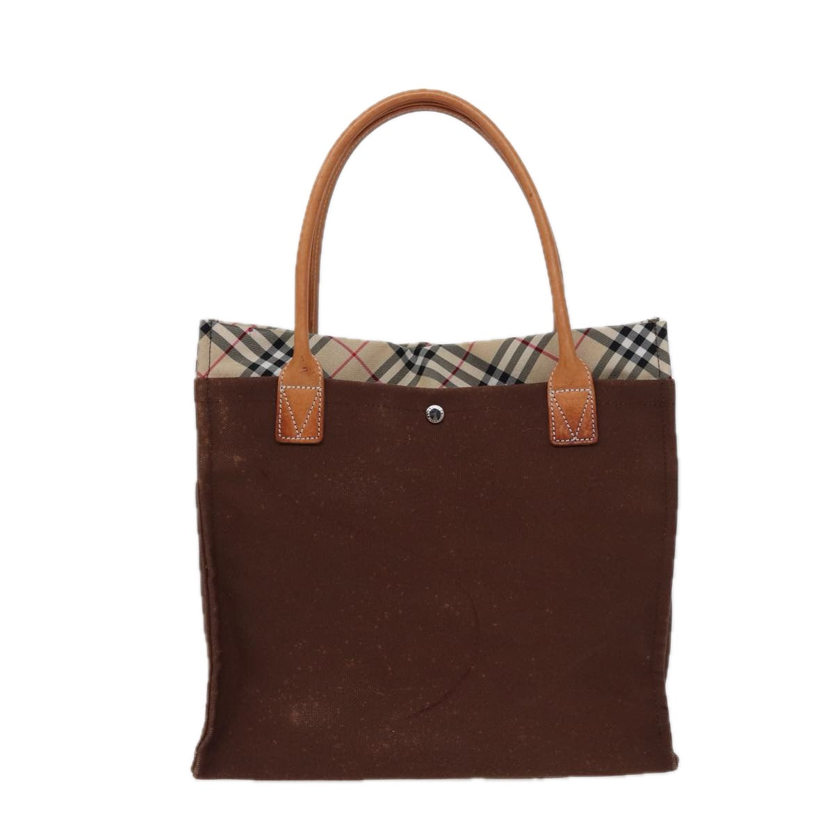 Luxury Burberry Nova Check Tote Bag Canvas Beige Brown Auth 78542