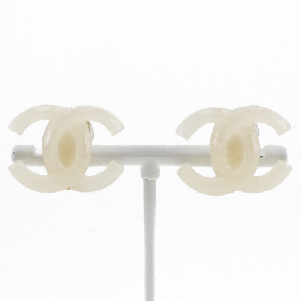 Chanel Chanel Coco Mark Earrings   2002 White 02P  5.7g COCO Mark  A-Rank Earrings