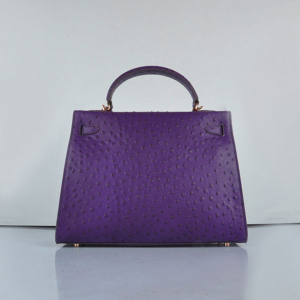 Luxury Hermes Kelly 32cm Ostrich Vein 6108 Purple Golden