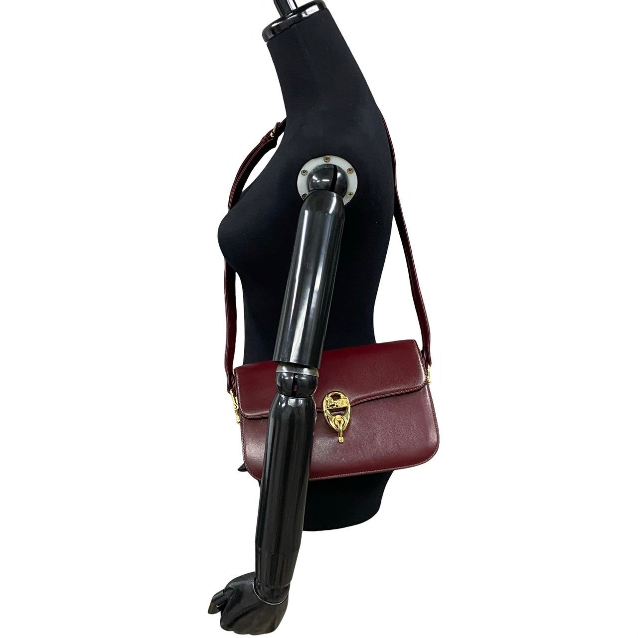 CELINE Shoulder Bag Calfskin, Leather wine-red Carriage Metal Women