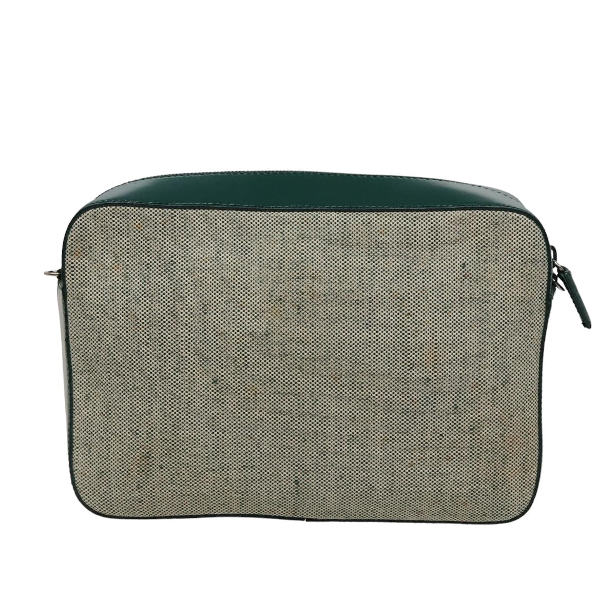 PRADA Shoulder Bag Canvas Leather Green Auth 78960