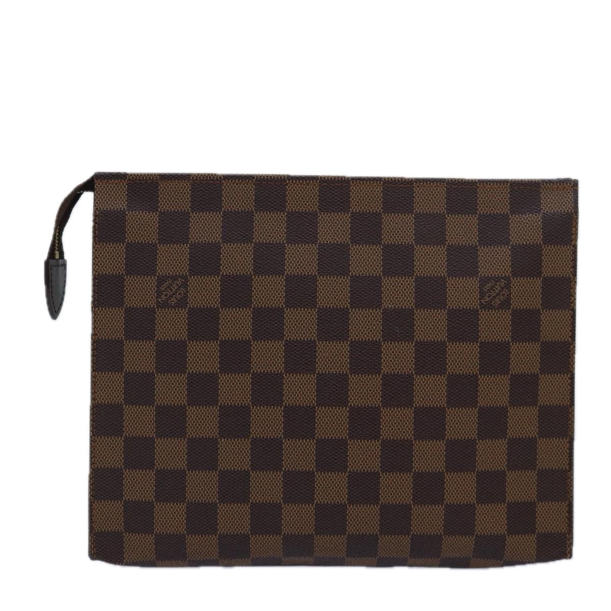 LOUIS VUITTON Damier Ebene Poche Toilette 26 Pouch N47543 LV Auth 78996