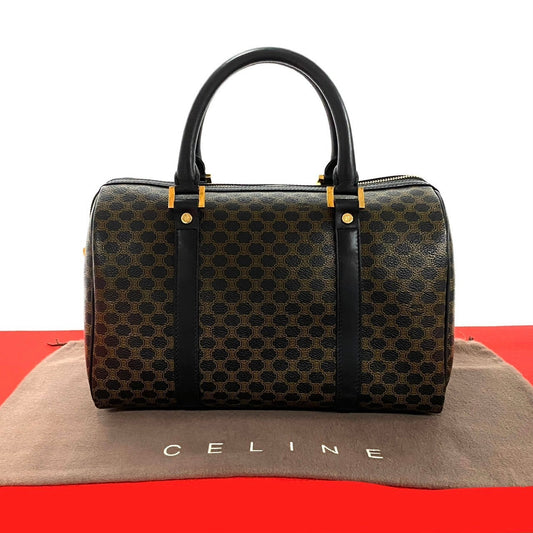 CELINE Boston Duffel bag Leather, PVC black Macadam Brazon Women(Unisex)