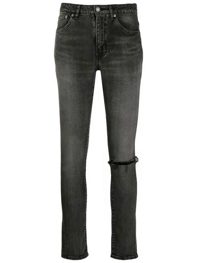 Luxury Saint Laurent Trending 2025 Women's Mid Rise Skinny Jeans Grey