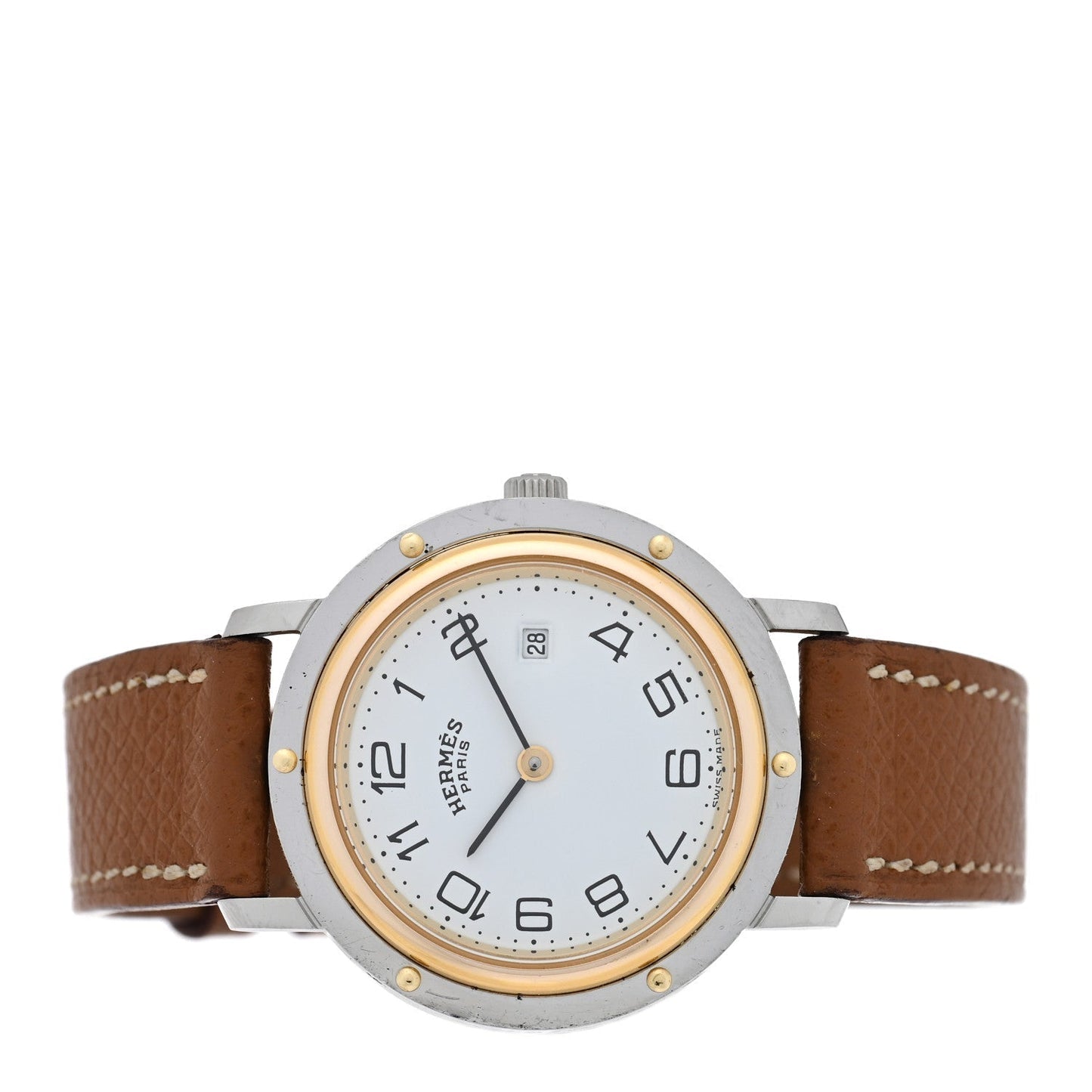 Hermes Stainless Steel Epsom 30mm Clipper Quartz Watch Gold
