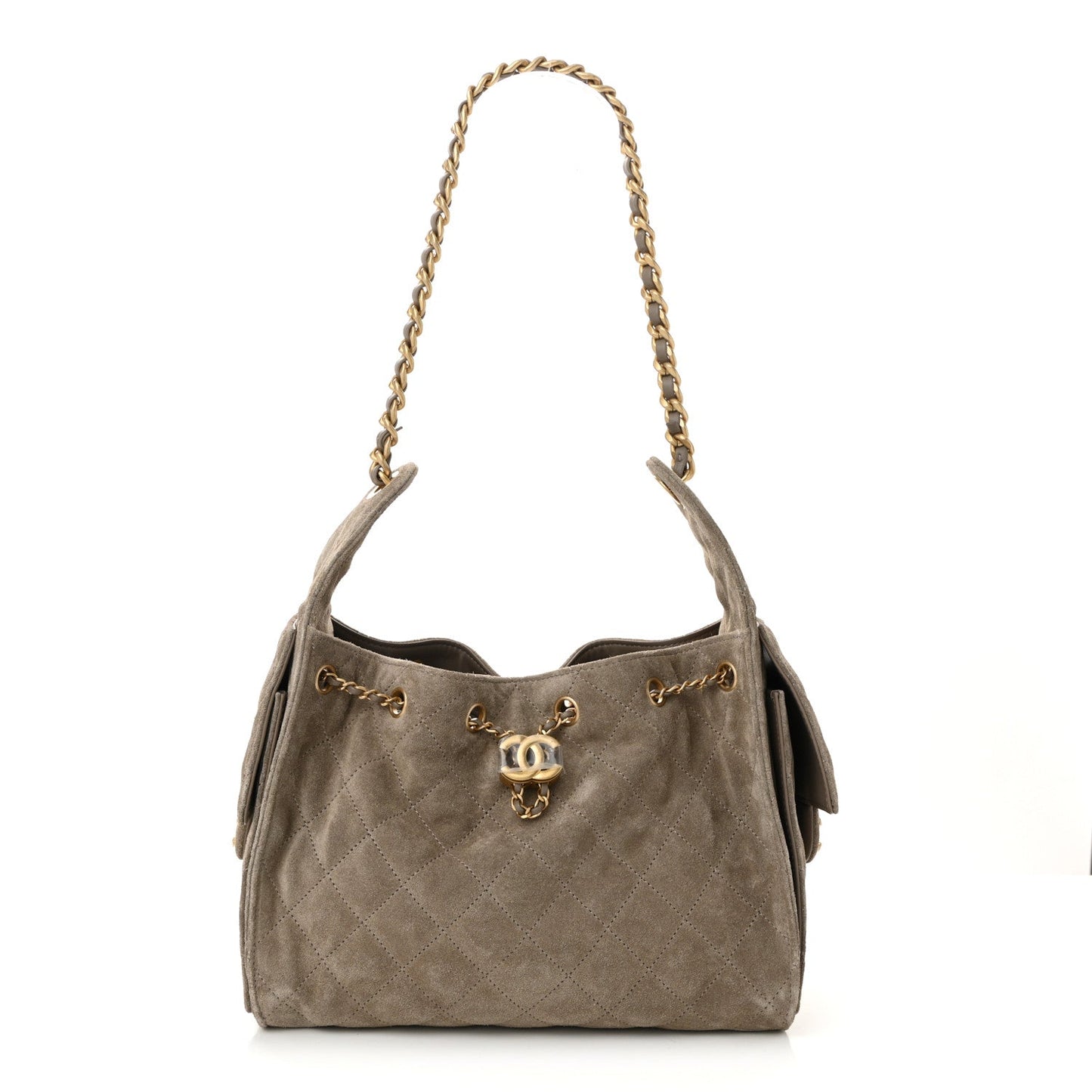 Suede Quilted Small Chanel 25 Handbag Dark Grey