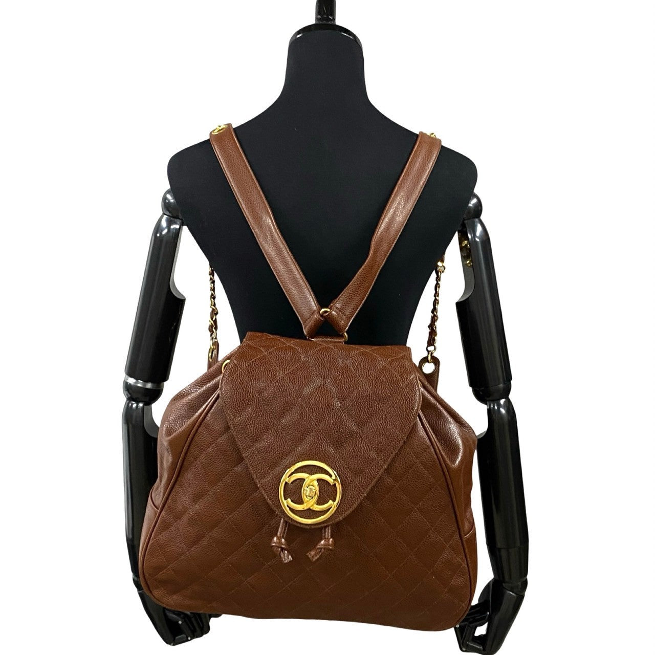 CHANEL Backpack Matt caviar skin Brown COCO Mark Matrasse Women