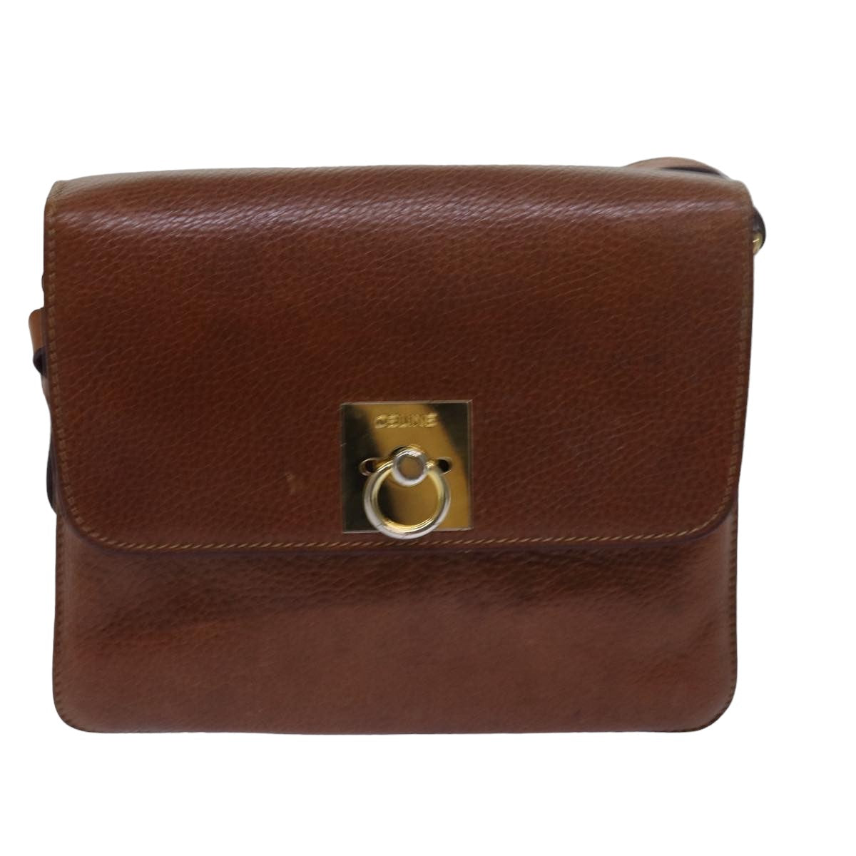 Luxury CELINE Shoulder Bag Leather Brown  79379