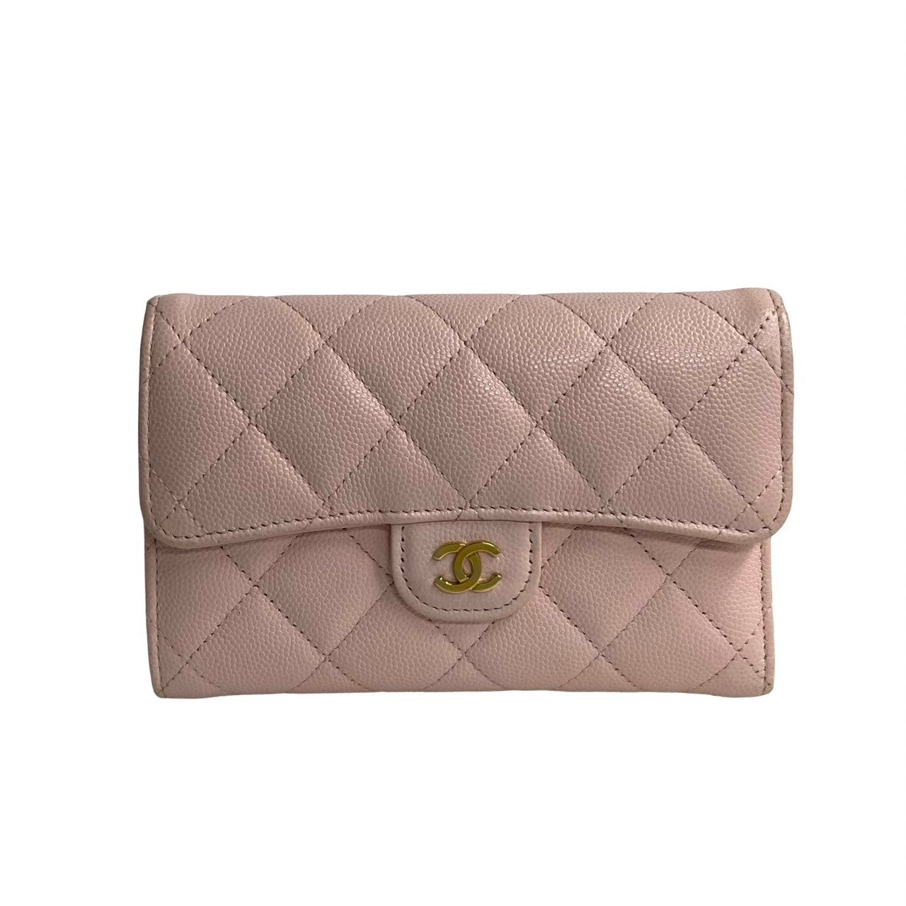 CHANEL Bifold Wallet Leather, Matte Caviar Skin pink Matrasse Women