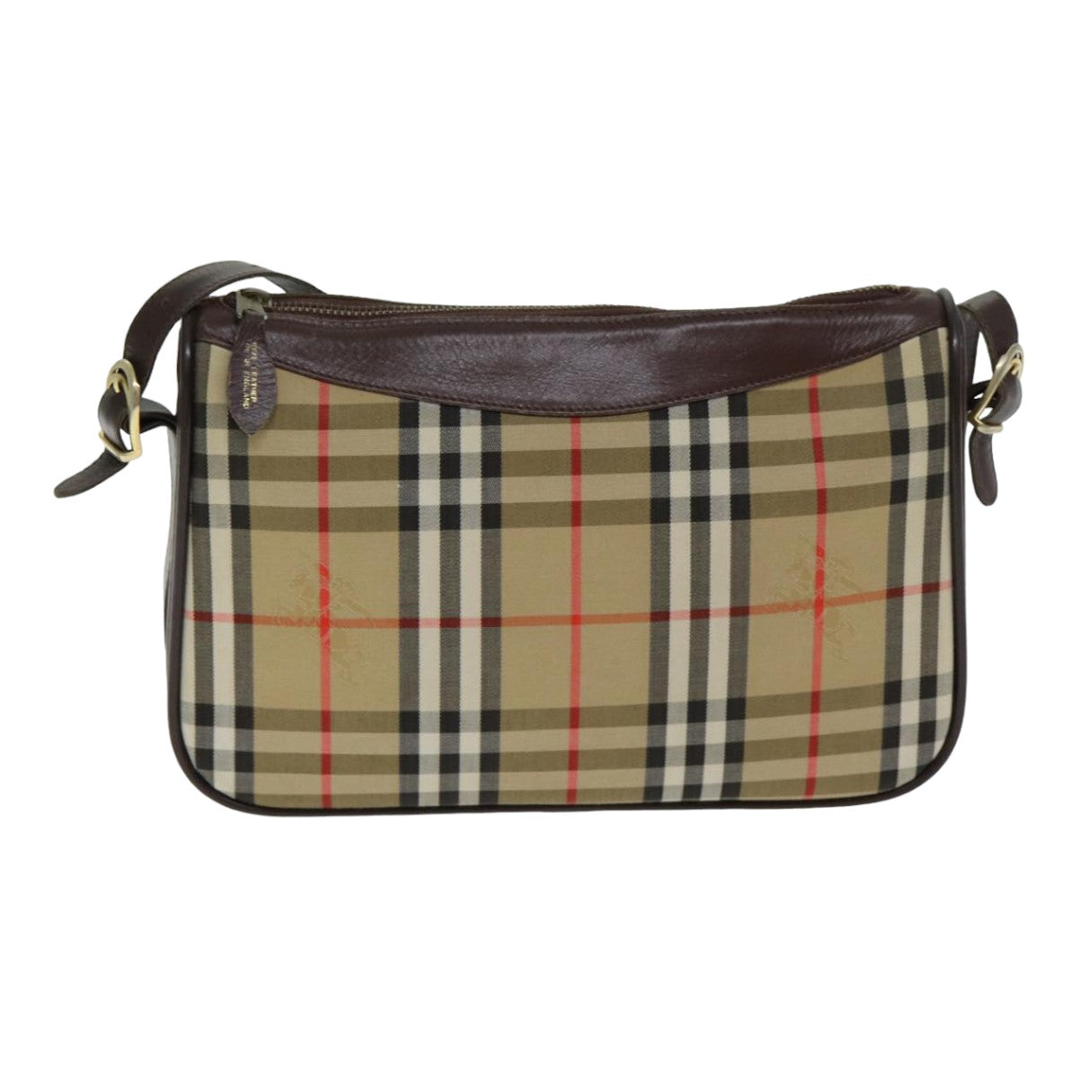 Luxury BurberrySs Nova Check Shoulder Bag Canvas Leather Beige Auth 79541
