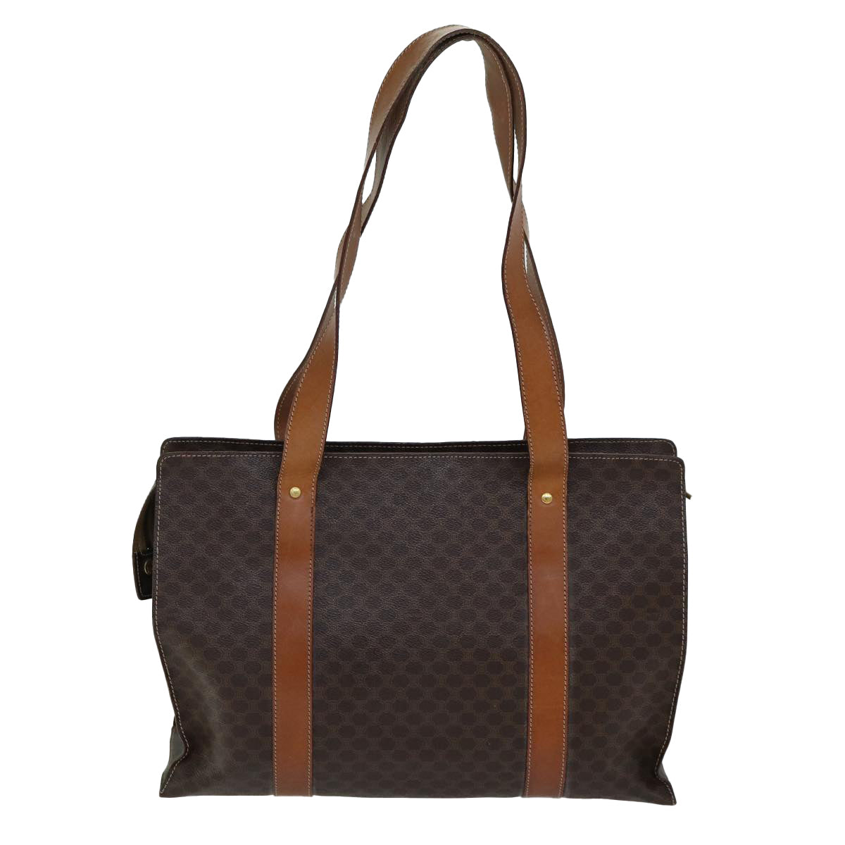 Luxury CELINE Macadam Canvas Shoulder Bag PVC Leather Brown  79543