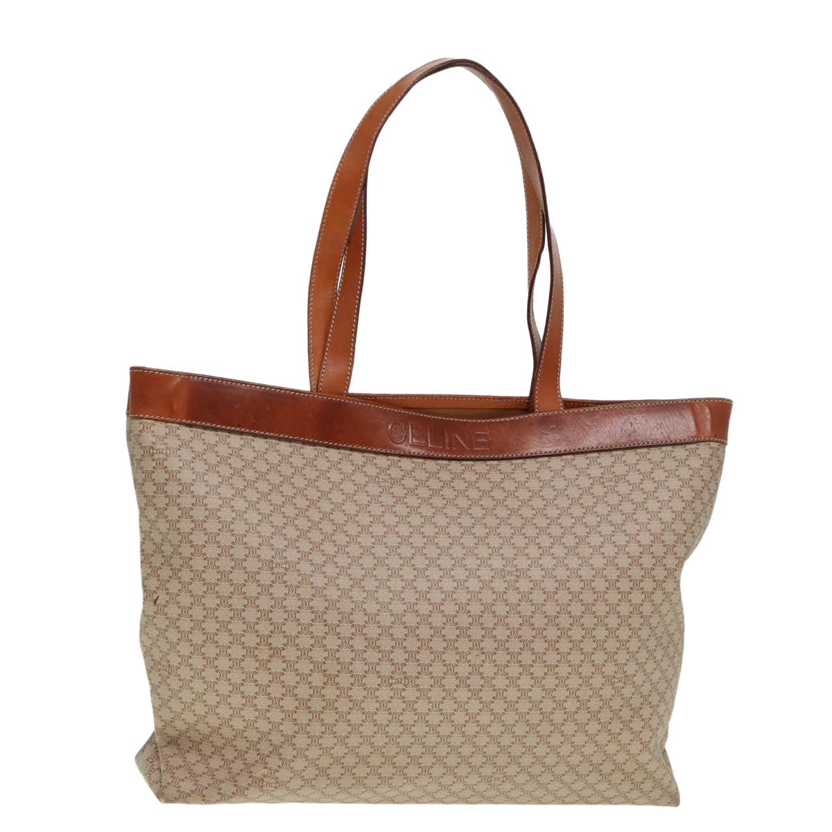 Luxury CELINE Macadam Canvas Tote Bag Beige Brown  79545