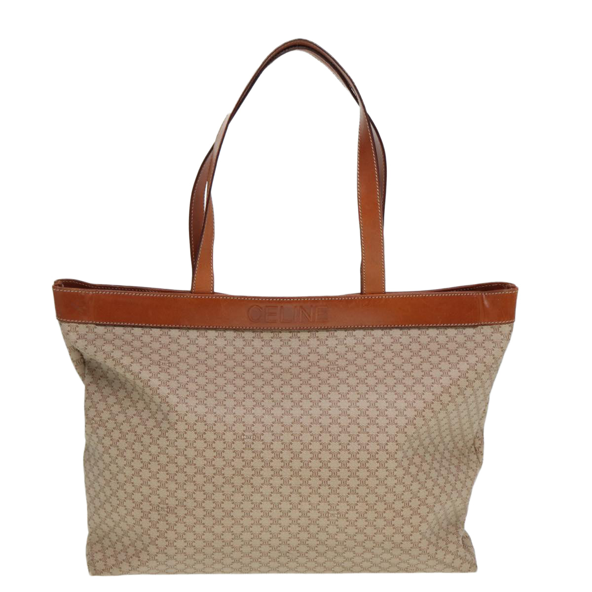 Luxury CELINE Macadam Canvas Tote Bag Beige Brown  79545