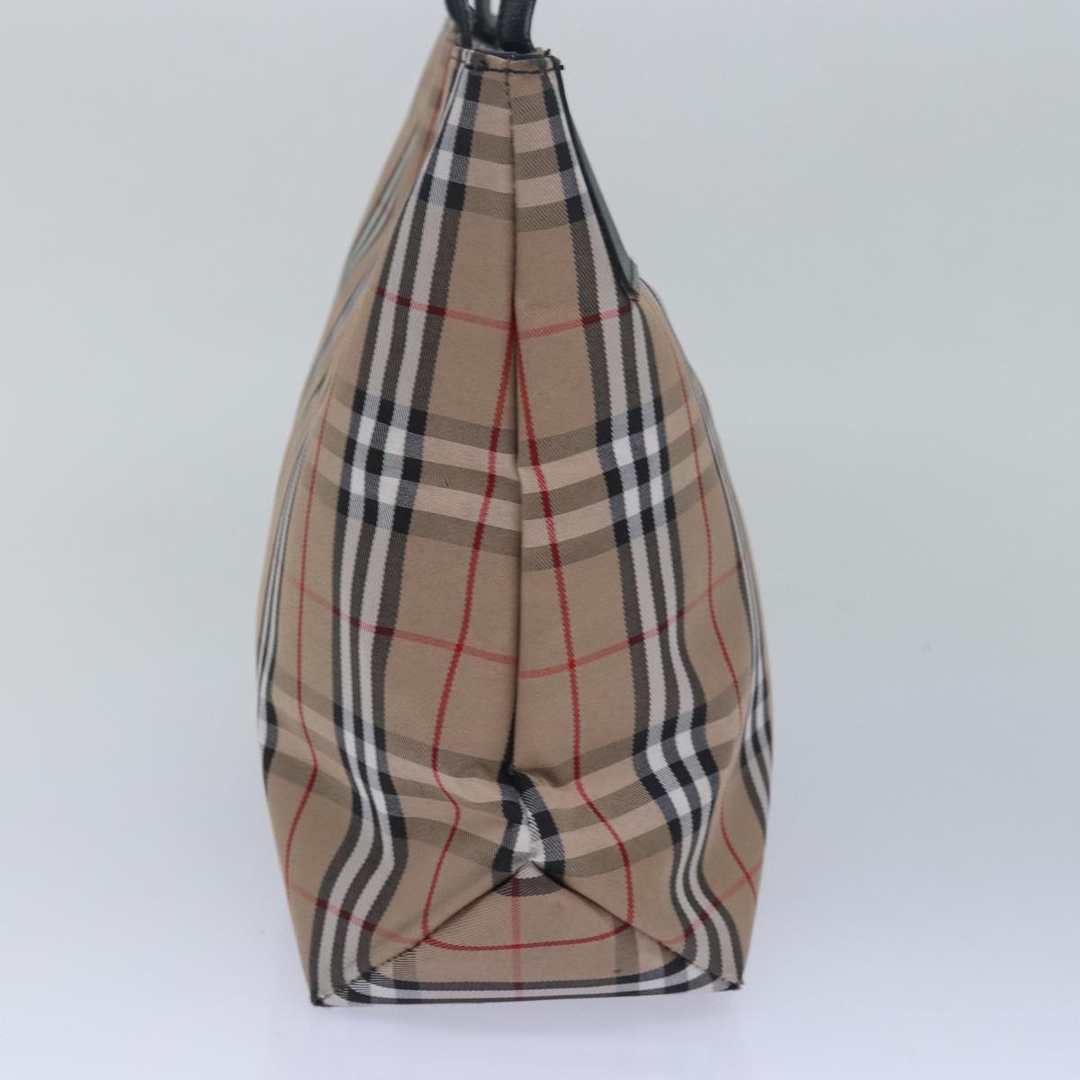 Luxury Burberry Nova Check Hand Bag Nylon Beige Auth 79582