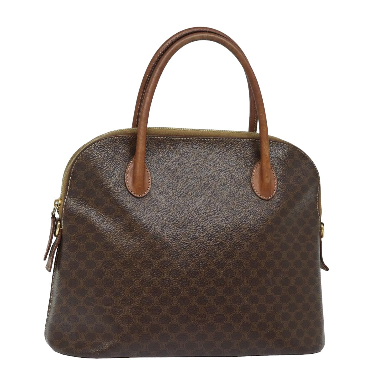 Luxury CELINE Macadam Canvas Hand Bag PVC Leather Brown  79677