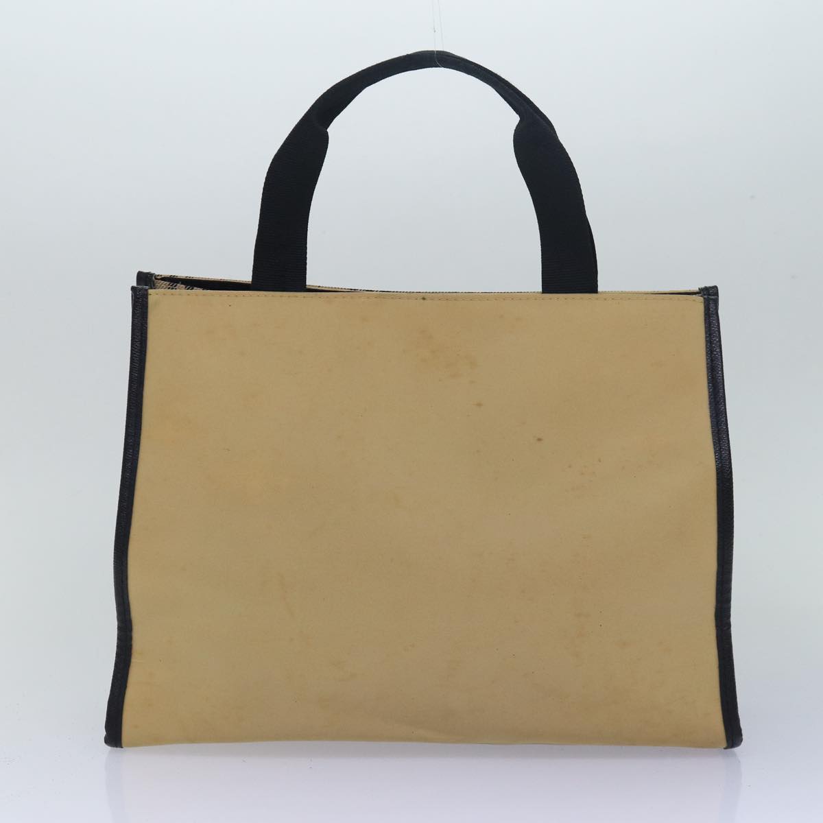 Luxury Burberry Nova Check Hand Bag Nylon 2Set Beige Black Auth 79786