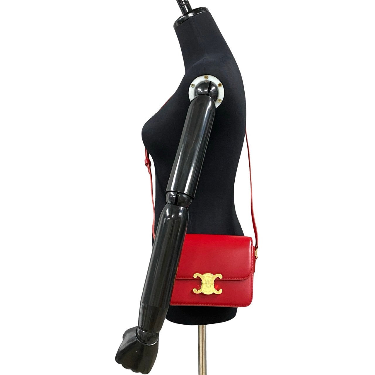 CELINE Shoulder Bag Leather, PVC Red Triomphe logo Metal Teen Triomphe Women