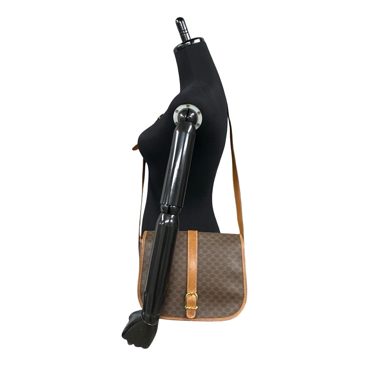 CELINE Shoulder Bag Leather, PVC Brown Macadam Blason Triomphe Pattern mens