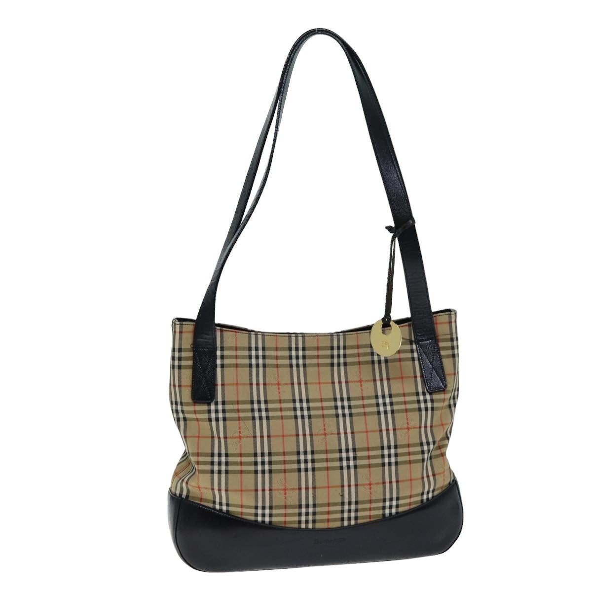 Luxury BurberrySs Nova Check Tote Bag Canvas Beige Auth 79851