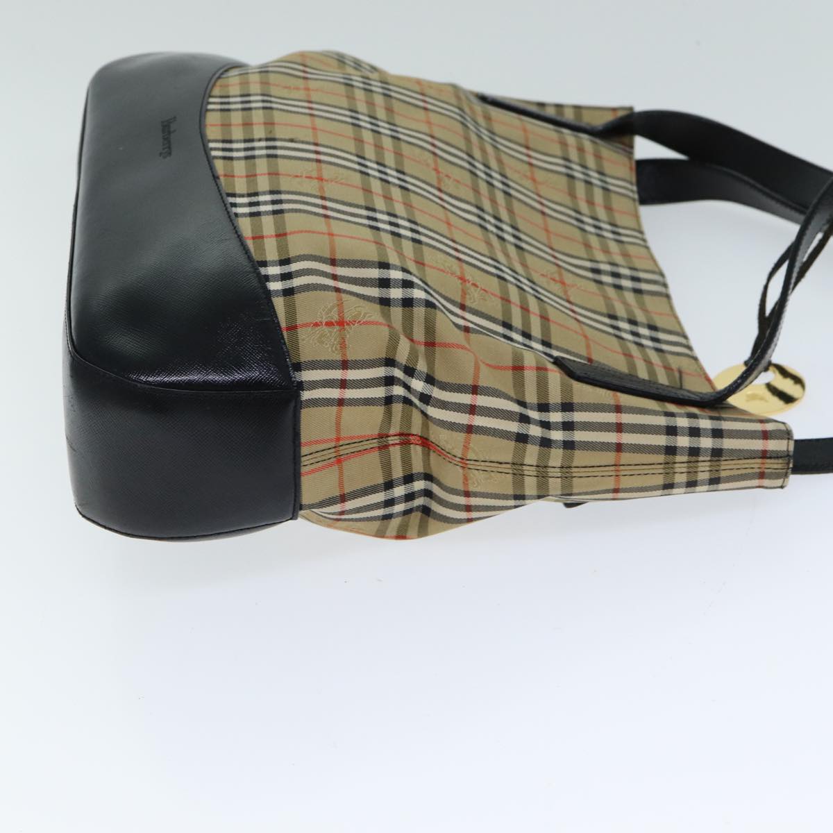 Luxury BurberrySs Nova Check Tote Bag Canvas Beige Auth 79851