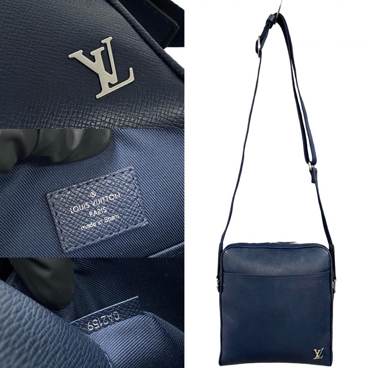 LOUIS VUITTON Shoulder Bag M30321 leather Navy Taiga Messenger PPM mens