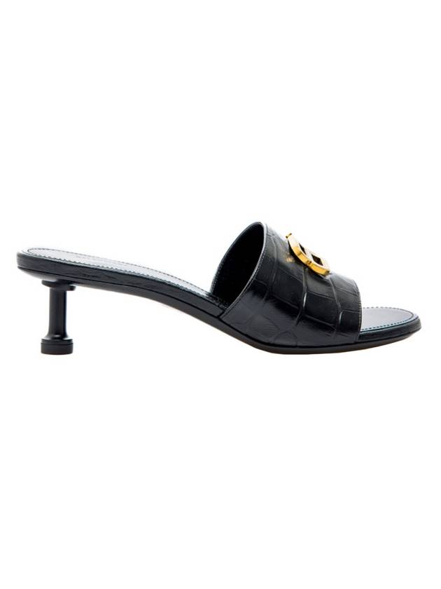 Luxury Balenciaga Trending 2026 Crocodile Print Leather Groupie Sandal Heels Black
