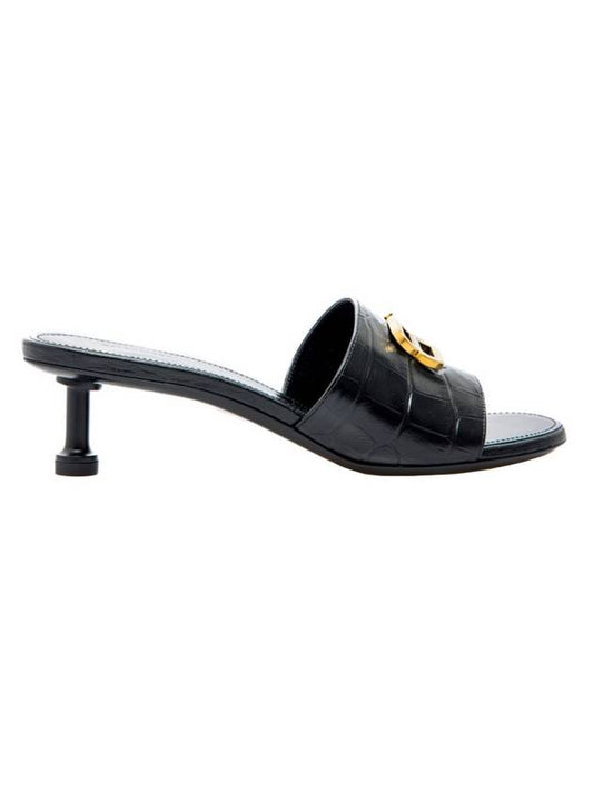 Luxury Balenciaga Trending 2026 Crocodile Print Leather Groupie Sandal Heels Black