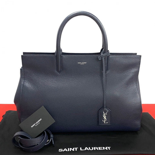 SAINT LAURENT PARIS Shoulder Bag leather Navy Cava Rive Gauche Women