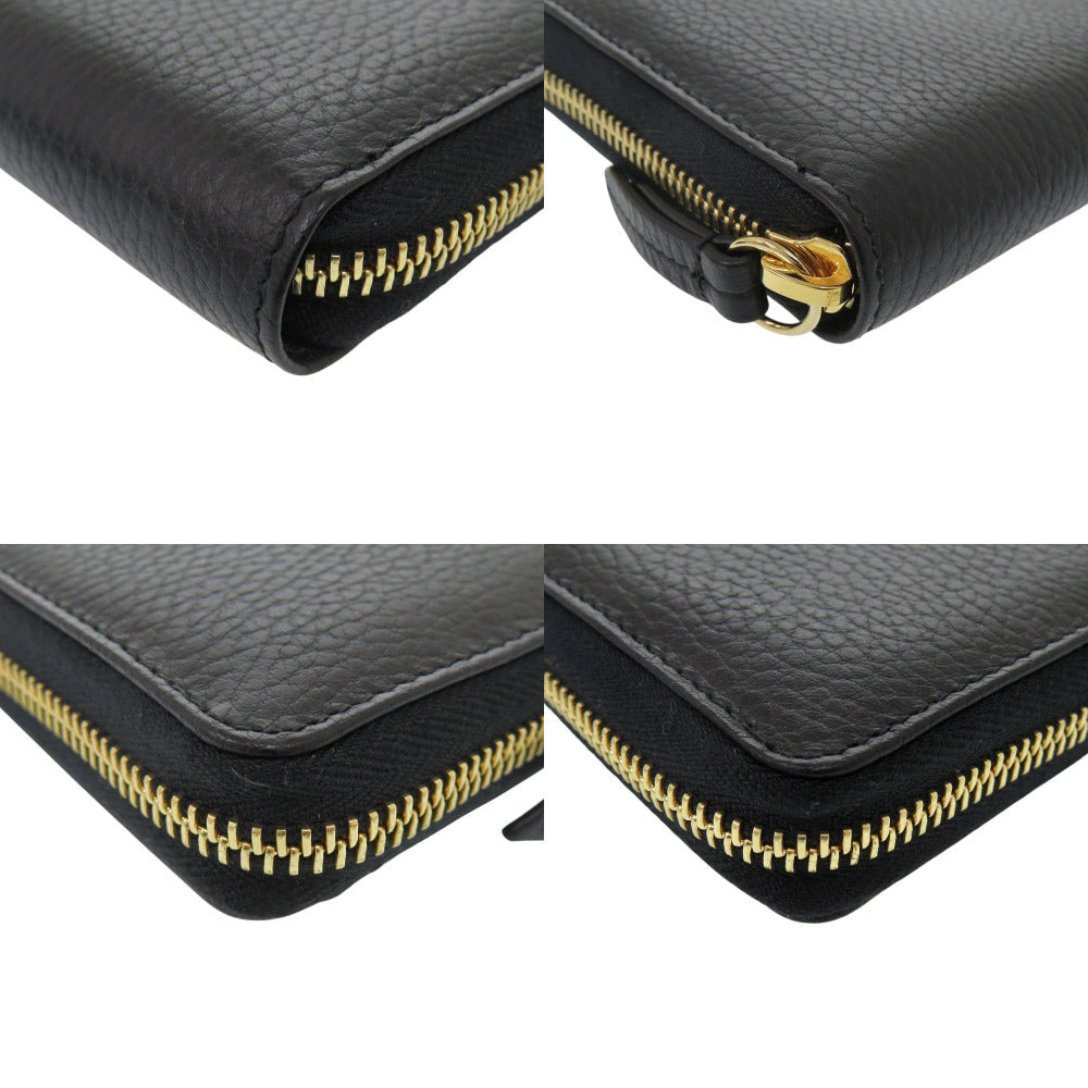 GUCCI Long Wallet Purse 456117 leather black GG Marmont