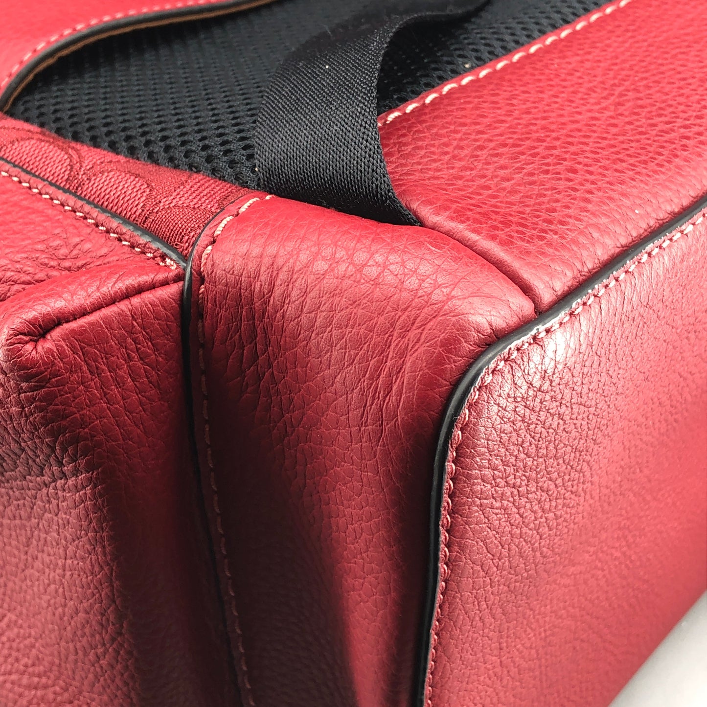 Coach Signature Canvas & Leather Flap Backpack Bag Red
