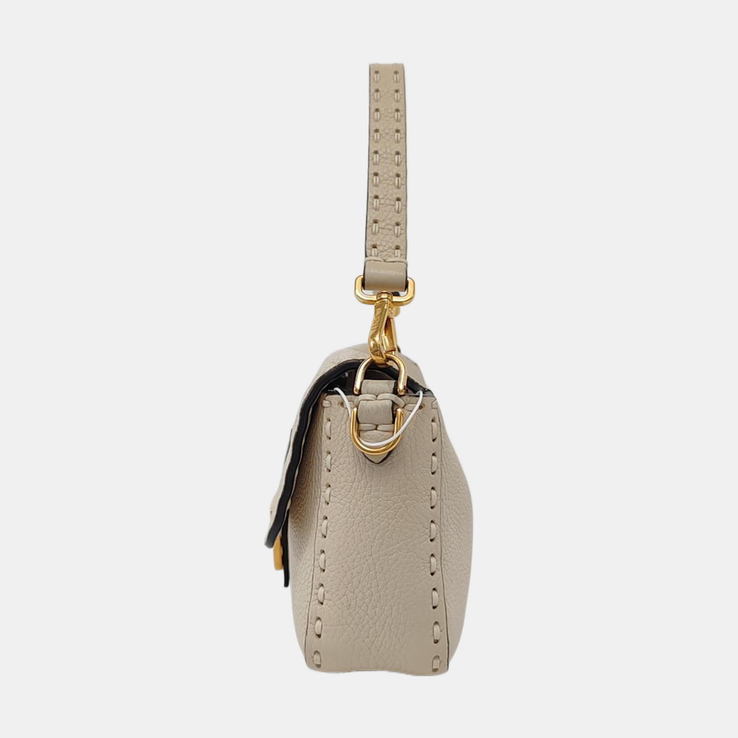 Fendi Baguette Selleria Calfskin Leather Crossbody Bag Medium Off White