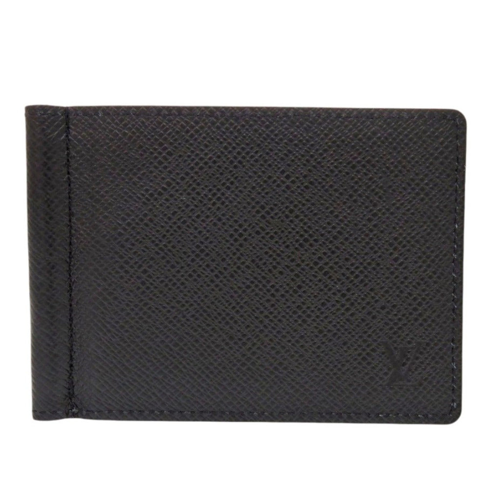 LOUIS VUITTON Card Case M62978 Taiga, Leather black Money clip Portefeuille pans mens