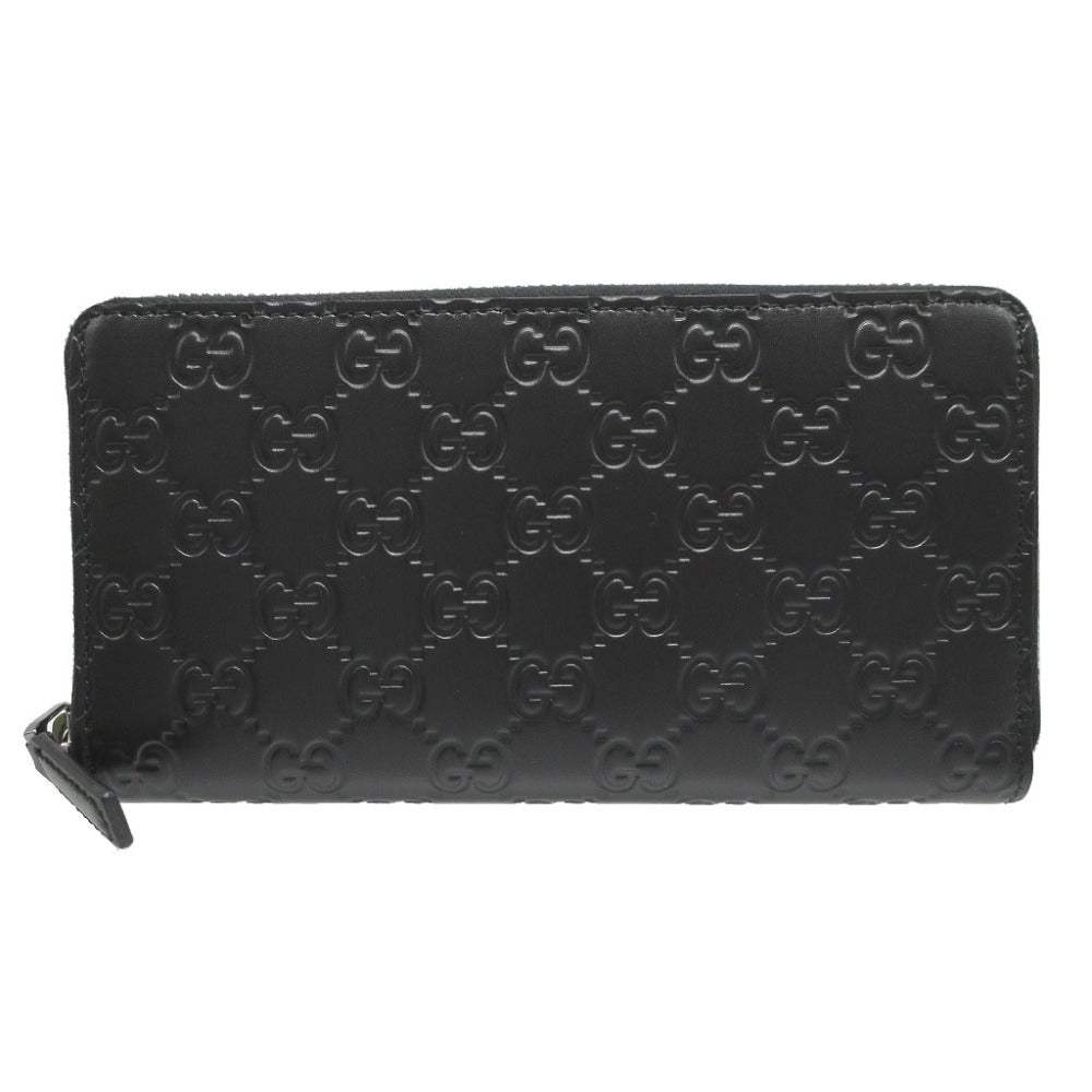 GUCCI Long Wallet Purse 307987 leather black Guccisima