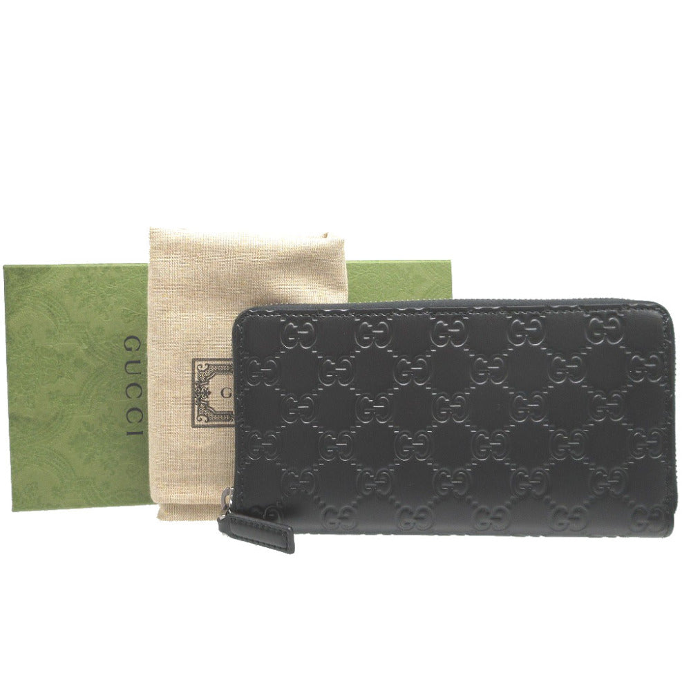 GUCCI Long Wallet Purse 307987 leather black Guccisima