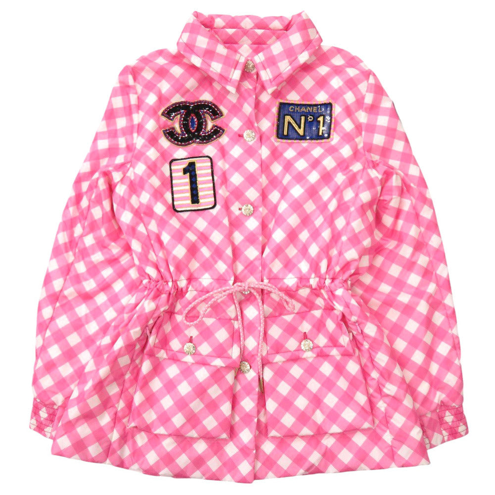 CHANEL Nylon jacket 23C P74093 V65695 Silk, Nylon pink Coat Hoodie Sequins Patch Women 42