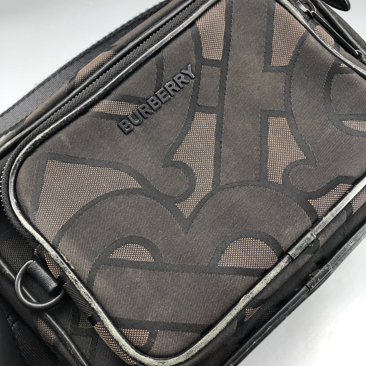 Burberry TB Monogram Canvas Crossbody Camera Bag Black