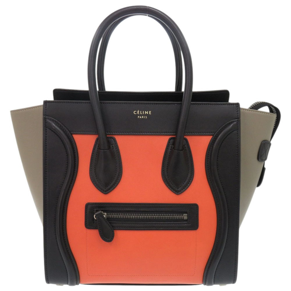 CELINE Handbag leather black Luggage micro shopper Women