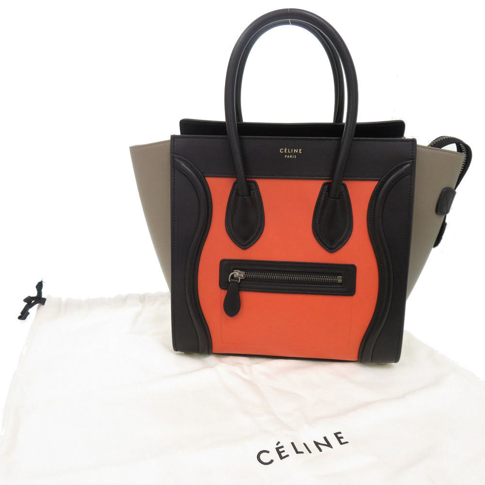 CELINE Handbag leather black Luggage micro shopper Women