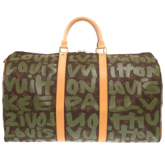 LOUIS VUITTON Boston Duffel bag M92196 Monogram canvas khaki Monogram graffiti Keepall 50 mens