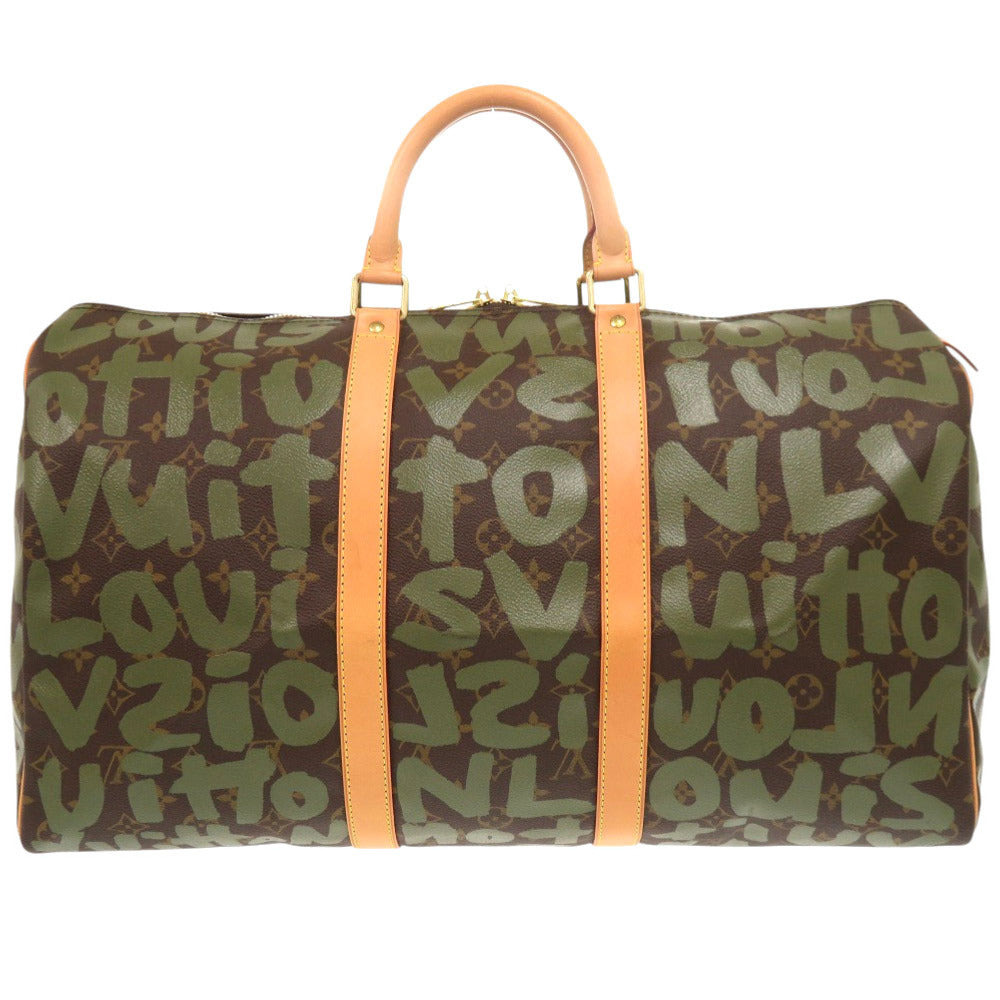 LOUIS VUITTON Boston Duffel bag M92196 Monogram canvas khaki Monogram graffiti Keepall 50 mens