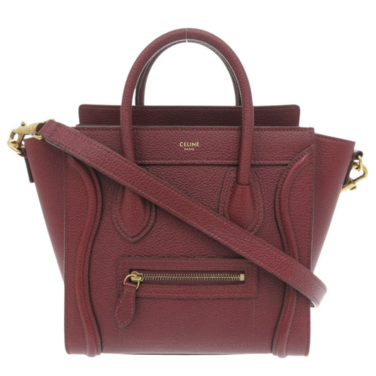 CELINE Handbag leather Burgundy 2WAY Luggage Nano Shopper Women