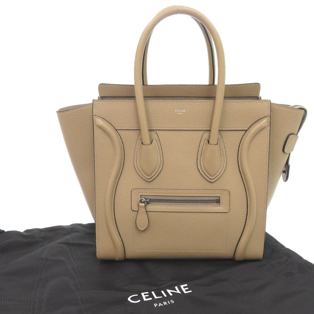 CELINE Handbag leather beige Luggage micro shopper Women