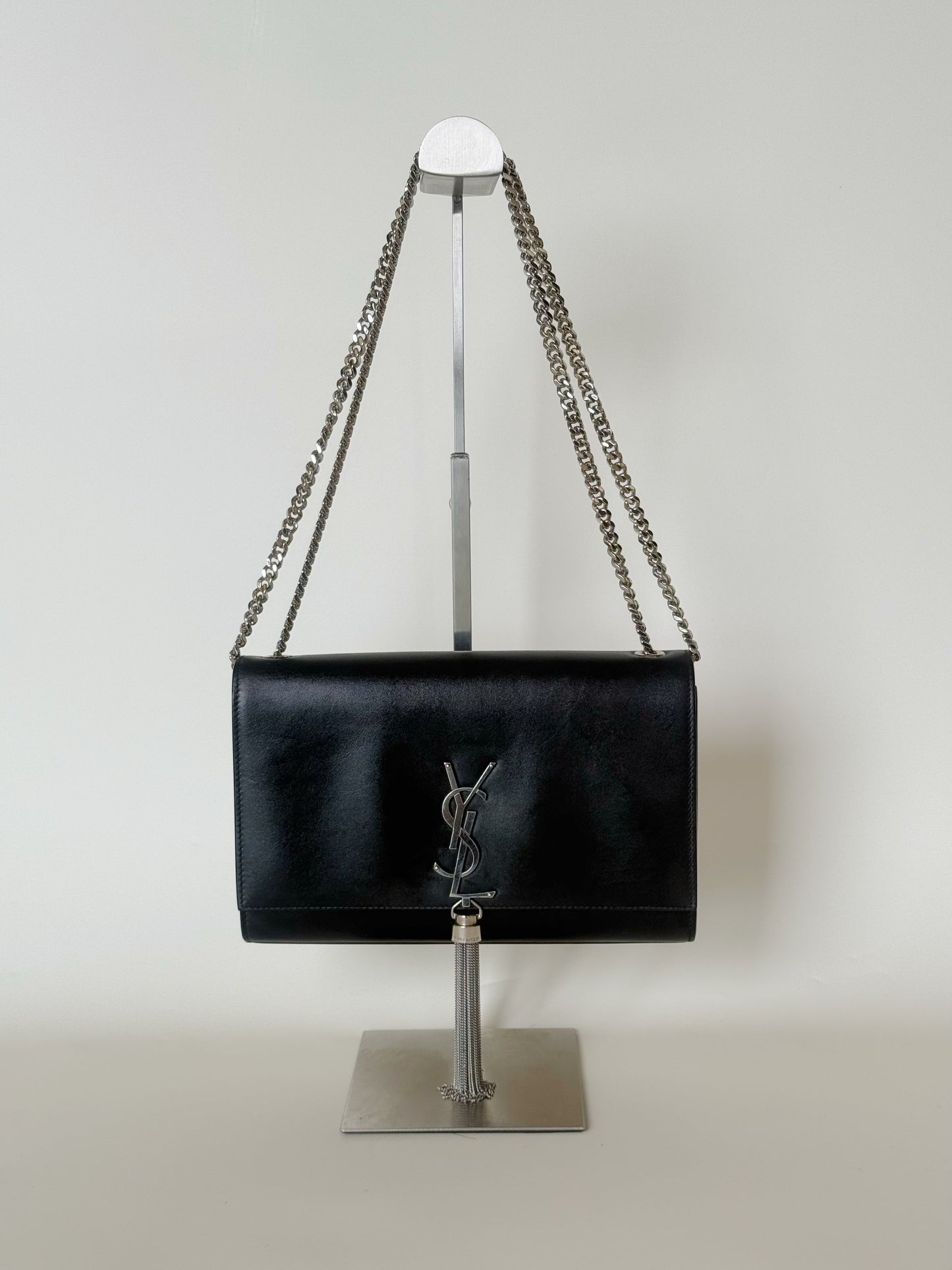 Saint Laurent Smooth Calfskin Classic Monogram Kate Tassel Satchel