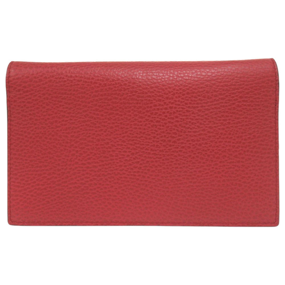 GUCCI Shoulder Bag 466506 leather Red Chain wallet Interlocking G Women